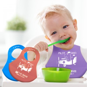 Impermeabile Silicone Baby Bibs Slim e leggero per neonati e bambini Bavaglini di alimentazione in silicone morbido regolabili con tasche di raccolta di alimenti, Unisex, No Mess