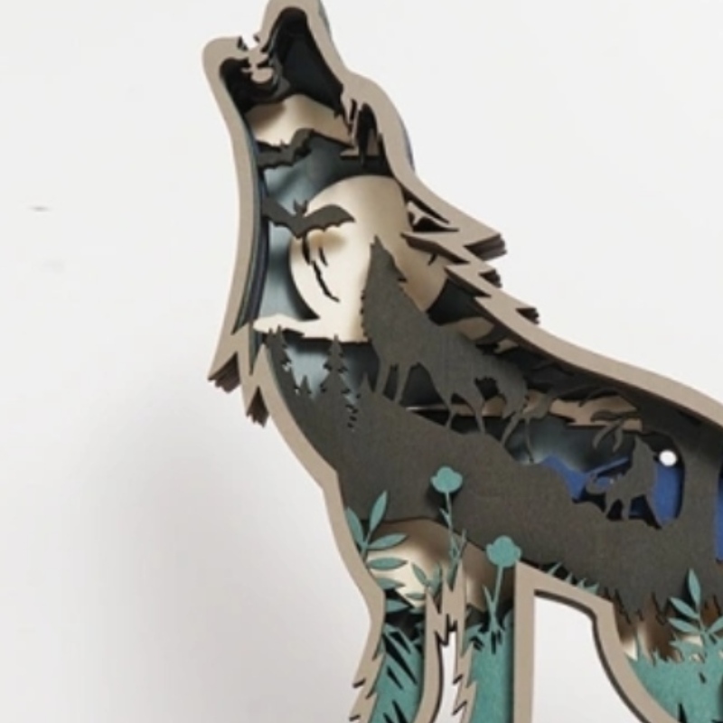 Lupo di animali in legno 3D