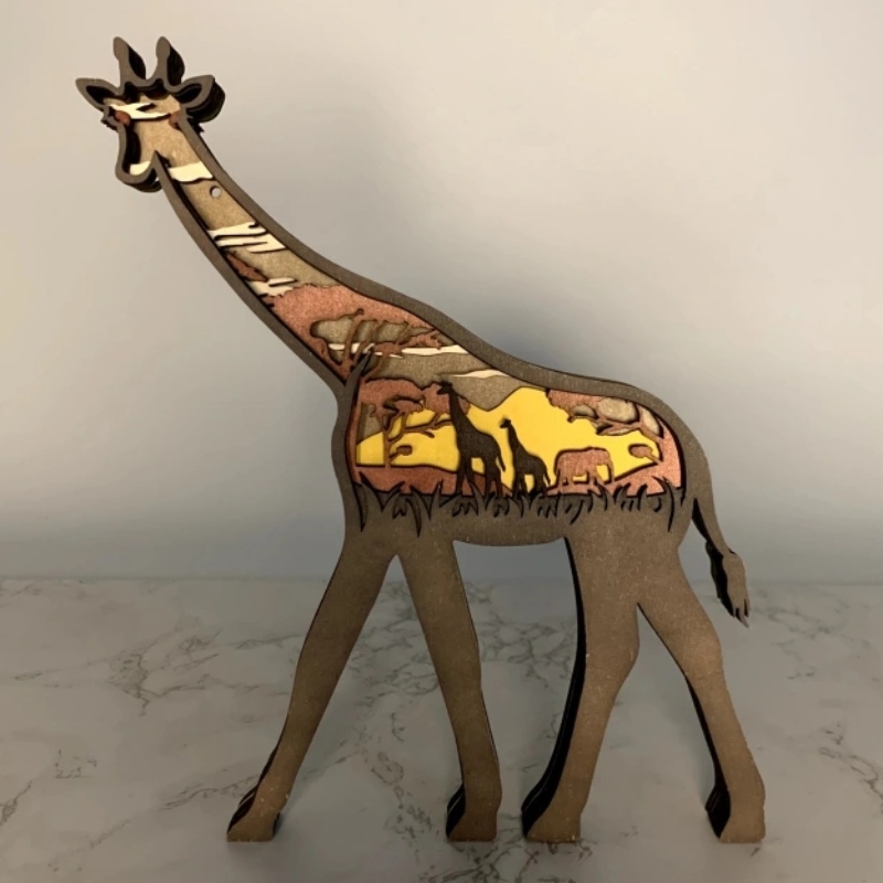 Giraffa in legno per animali 3d