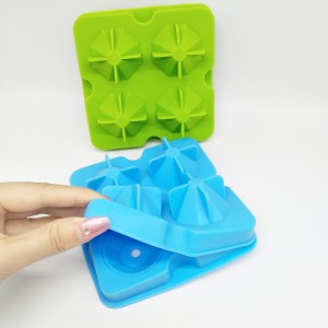 Vassoio per stampo per cubetto di ghiaccio in silicone flessibile diamante, produce quattro giganteschi diamante, facilmente rilascio di ghiaccio in silicone, per whisky, cocktail e bevande di succo,