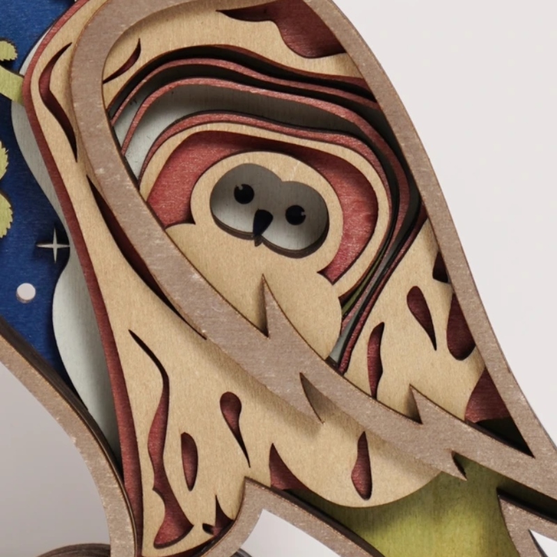 3D Owl Decorazione artefatto in legno
