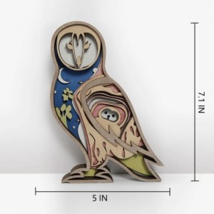 3D Owl Decorazione artefatto in legno