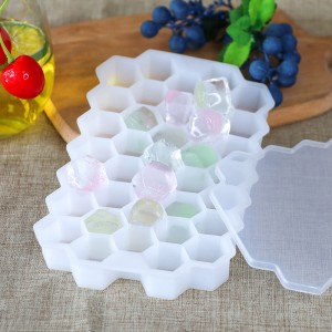 Vassoio per cubetti di ghiaccio anido d\'ape, 37 reticoli di cubetto di cubetto di ghiaccio silicone stampo con coperchi facilmente rimovibile stampo per ghiaccio stampo per gelato per bevande fredde bevande whisky cocktail