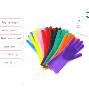 Guanti da piatti in silicone riutilizzabili, guanti per la lavaggio del piatto con pennello, guanti da cucina per la casa, forniture per la toelettatura per animali domestici
