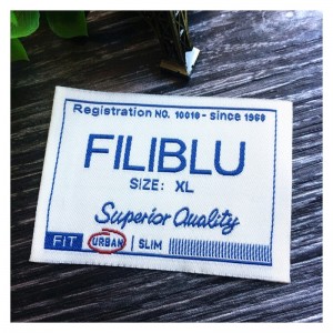 Etichetta di abbigliamento personalizzato, segno di tessuto fatto a mano