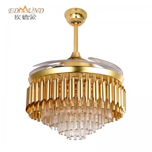 Ventola del soffitto del lampadario K002 con luce con lampadario a ventole di cristallo da 42 pollici remoto con lampadario