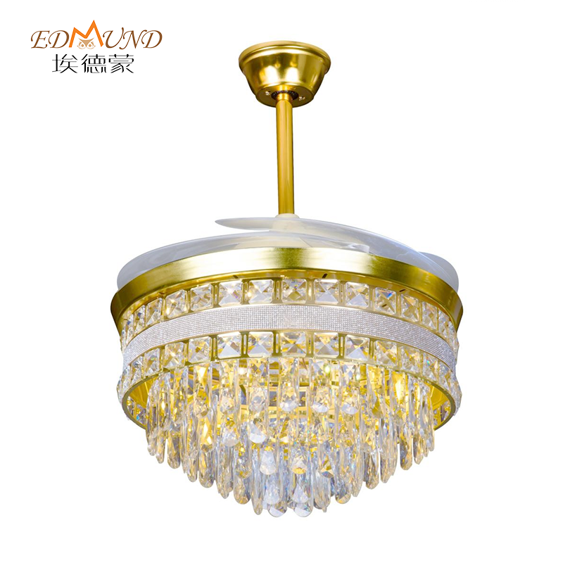 K010 lampadario ventilatore a soffitto con luce con lampadario a ventole di cristallo da 42 pollici remoto con lampadario