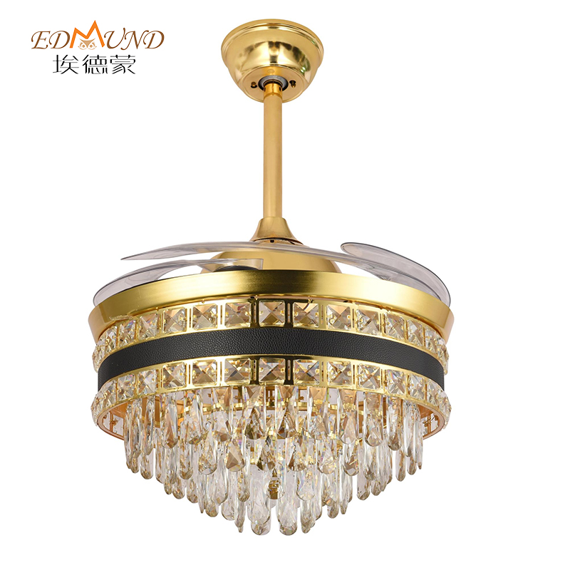 K012 Lampadario ventilatore a soffitto con luce con telecomando 42 pollici 3 colori con altoparlante ventilatore a cristallo lampadario