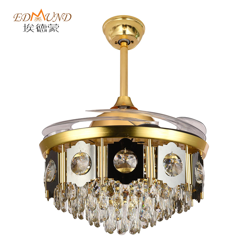 K013 lampadario ventilatore a soffitto con luce con lampadario a ventole di cristallo da 42 pollici remoto con lampadario