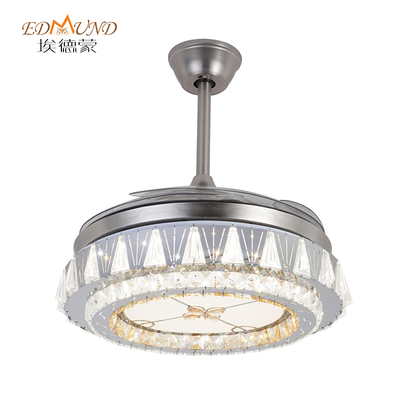 Ventola del soffitto del lampadario K015 con luce con lampadario a ventole di cristallo da 42 pollici remoto con lampadario