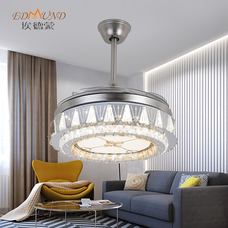 Ventola del soffitto del lampadario K015 con luce con lampadario a ventole di cristallo da 42 pollici remoto con lampadario