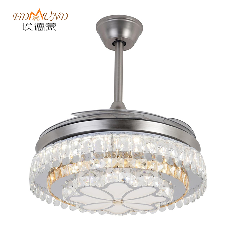 K016 Ventile del soffitto lampadario con luce con lampadario a ventole di cristallo da 42 pollici remoto con lampadario a ventola di cristallo