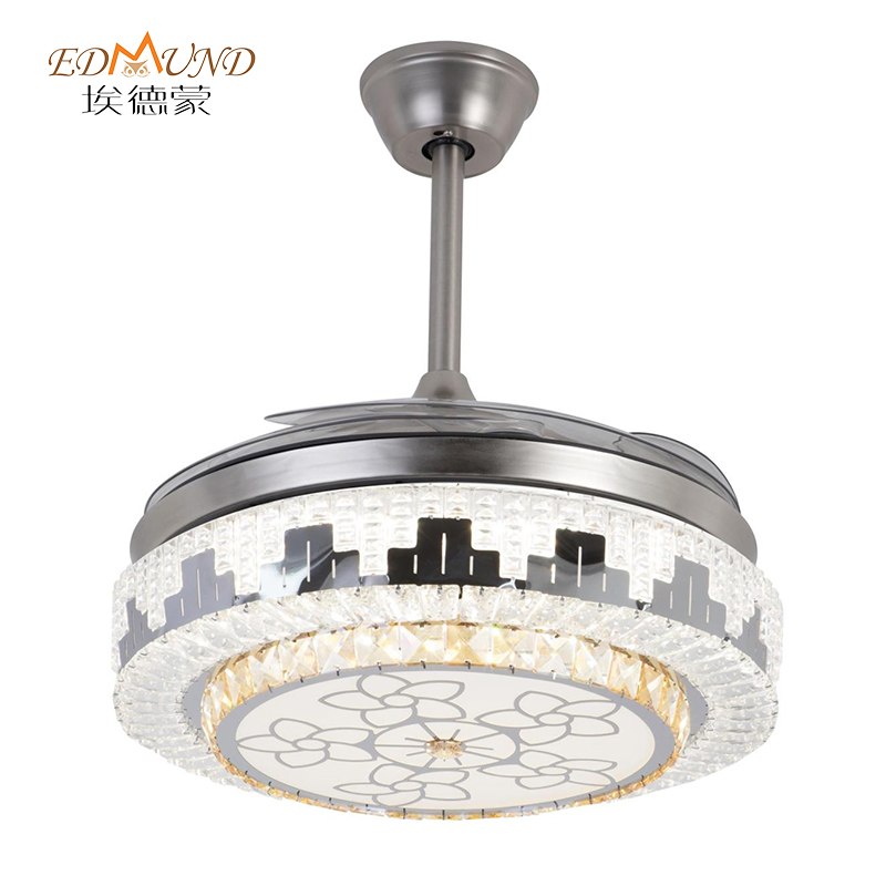 K017 Ventilato a soffitto del lampadario con luce con lampadario a ventole di cristallo da 42 pollici remoto con lampadario a ventola di cristallo