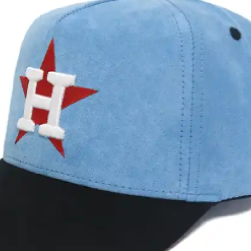 Hot Hat Design a 5 pannelli in pelle scamosciata blu eneri tappi da baseball con ricami piatti a logo personalizzato e cappelli da ricamo 3d