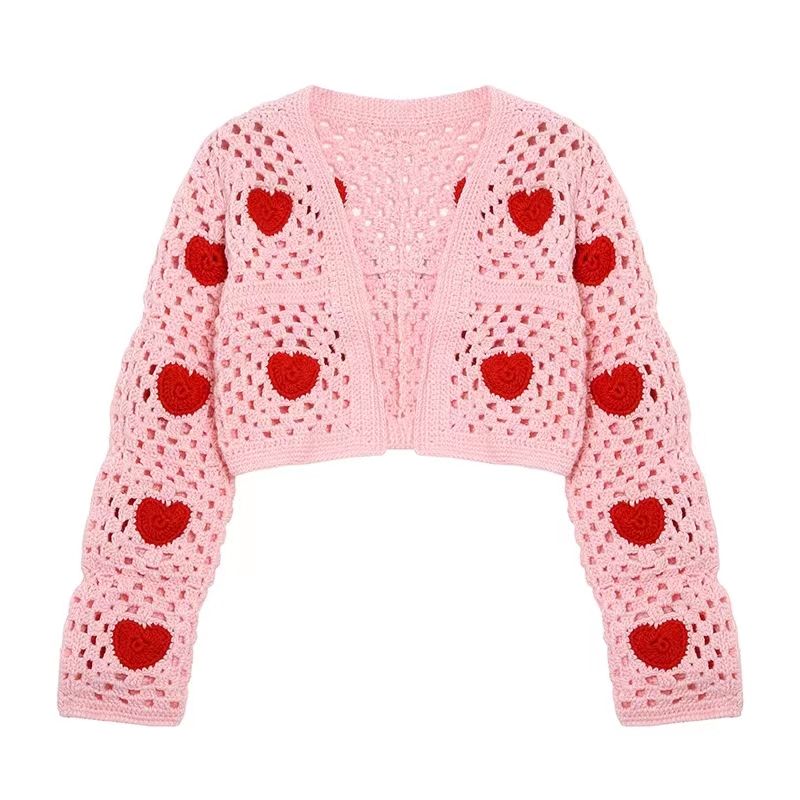 Magni femminile all'uncinetto Hollow-out Love RACMING MIGLIO CARDIGAN