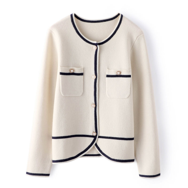 Donne a manica lunga 100% Cashmere Cardigan Sigate spesse Pure Cashmere Office Lady Giacca abiti personalizzabili