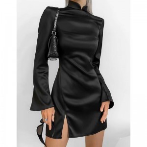Nuovo stile di stile Collar Slim Slee Long Open Short Dress