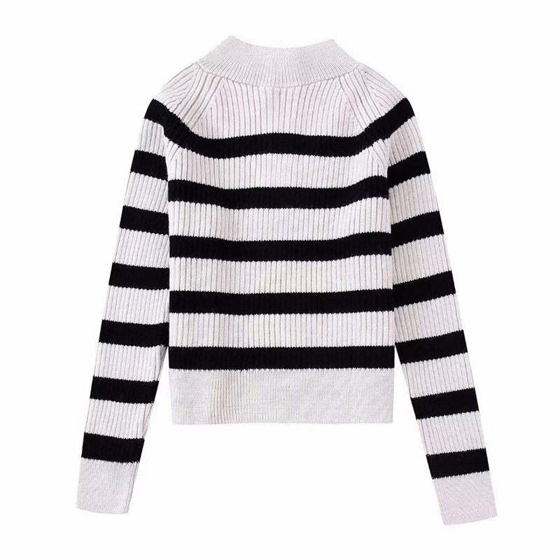 Autumn New Fashion Stripe Magni a maglia a maglia a maglia vintage a maniche lunghe Pallover chic chic