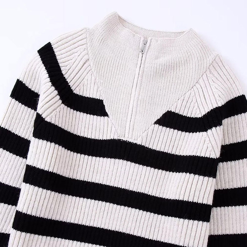 Autumn New Fashion Stripe Magni a maglia a maglia a maglia vintage a maniche lunghe Pallover chic chic