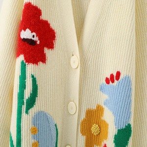 Designer Women \\\\ \'s Magioni personalizzate personalizzate oversize a v-collo a maglia da ricamo a maglieria jacquard sciolte cardigan women for woman