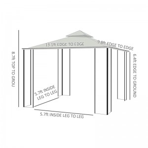 10 \\\\ \'x 13 \\\\\' pergola gazebo morbida esterna con tende, gazebo in telaio in acciaio a 2 livelli per patio, crema bianca