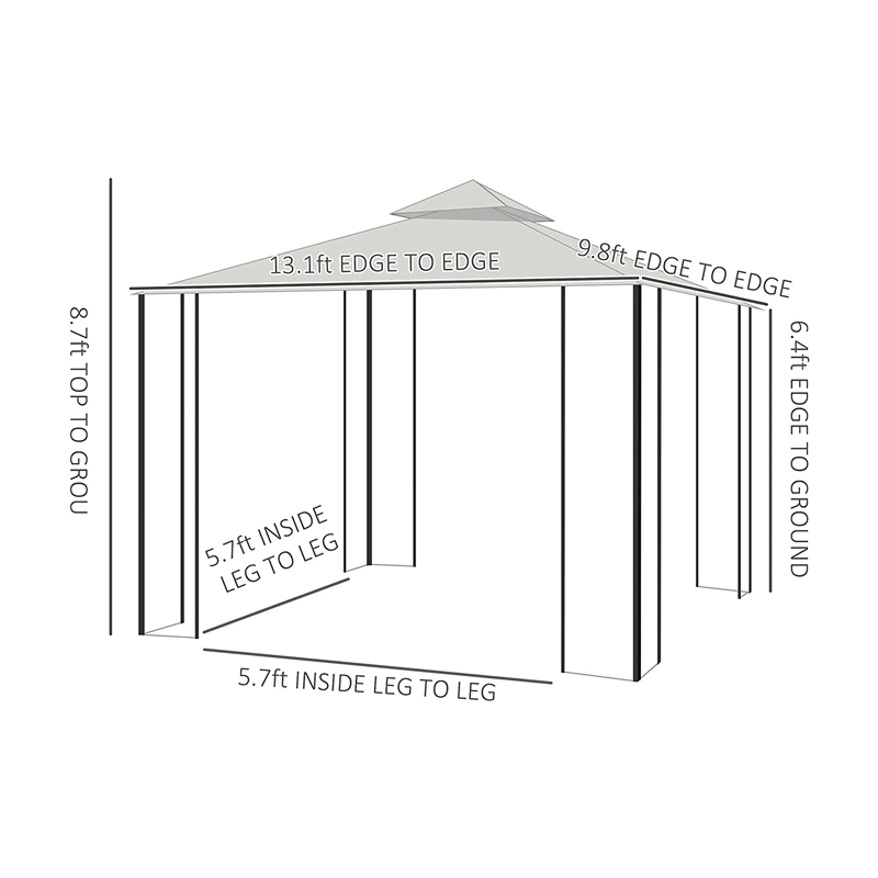 10 \\ 'x 13 \\' pergola gazebo morbida esterna con tende, gazebo in telaio in acciaio a 2 livelli per patio, crema bianca