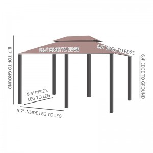 10 \\\\ \'x 13 \\\\\' Gazebo pergola a tavola morbida esterna con tende, gazebo in telaio in acciaio a 2 livelli per patio, kaki