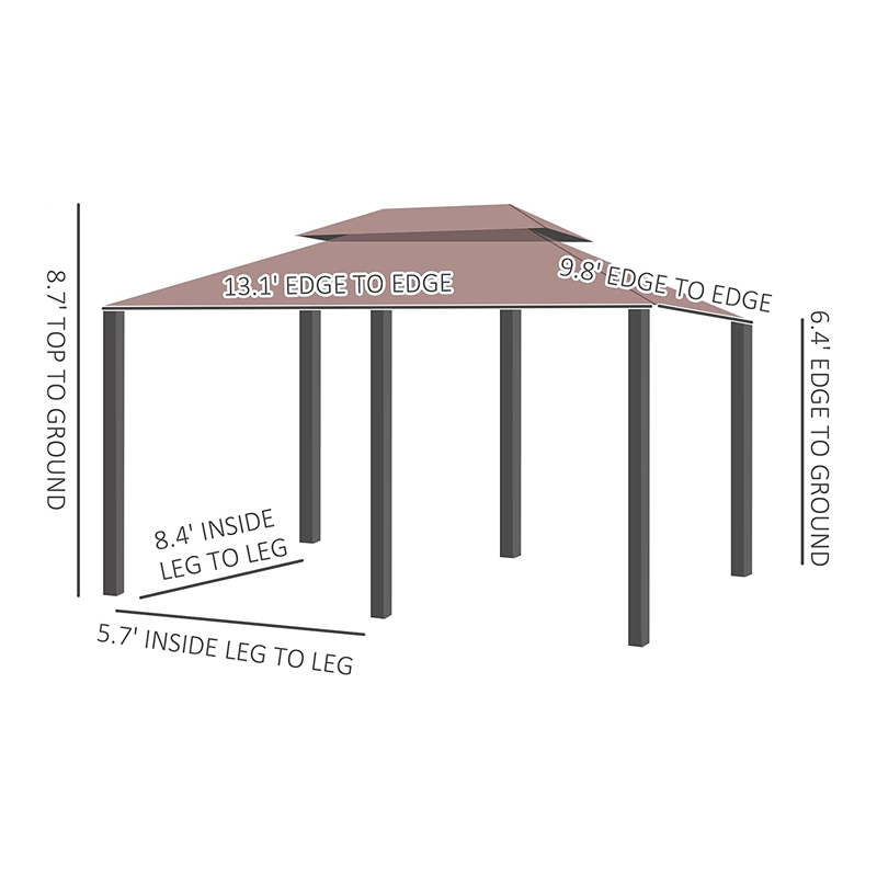 10 \\ 'x 13 \\' Gazebo pergola a tavola morbida esterna con tende, gazebo in telaio in acciaio a 2 livelli per patio, kaki