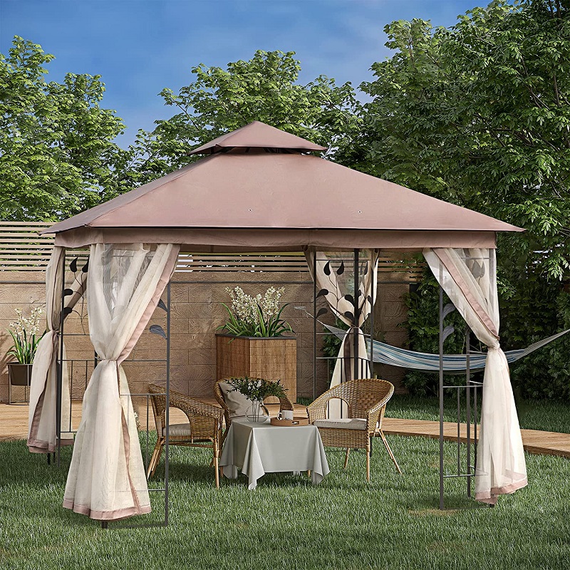 10 \\ 'x 10 \\' in acciaio patio da giardino gazebo con tende a maglie rimovibili