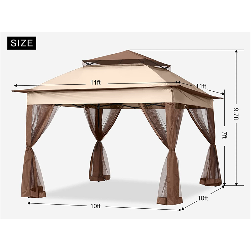 Forniture da giardino pergola in alluminio gazebo da esterno attività esterna con zanzara, marrone chiaro