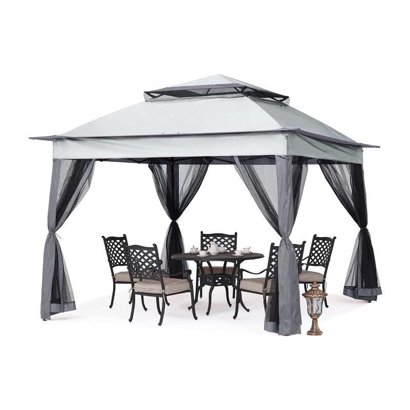 Forniture da giardino pergola in alluminio gazebo da esterno attività esterna con zanzara, grigio