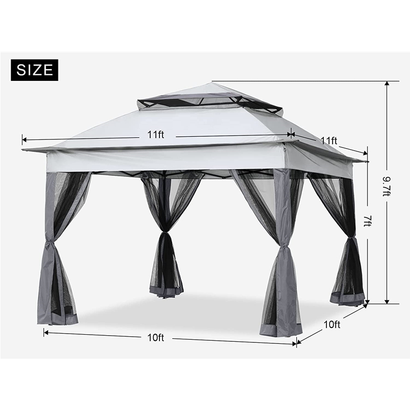 Forniture da giardino pergola in alluminio gazebo da esterno attività esterna con zanzara, grigio