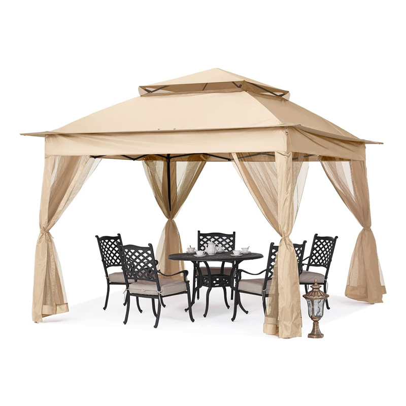 Forniture da giardino pergola in alluminio gazebo da esterno attività esterna con zanzara, giallo chiaro