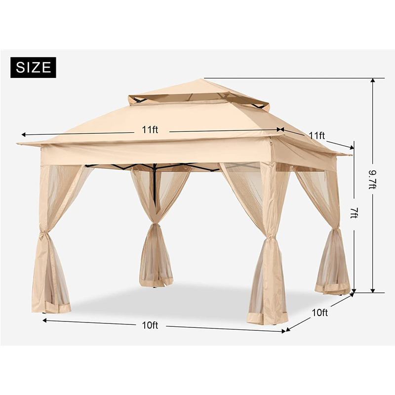 Forniture da giardino pergola in alluminio gazebo da esterno attività esterna con zanzara, giallo chiaro