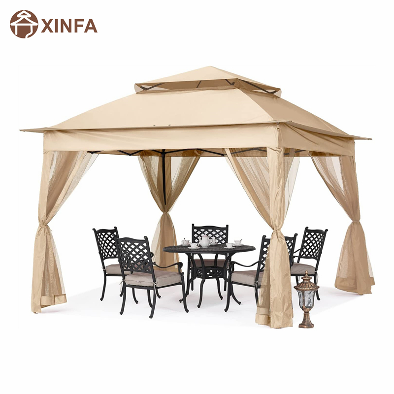 Forniture da giardino pergola in alluminio gazebo da esterno attività esterna con zanzara, giallo chiaro