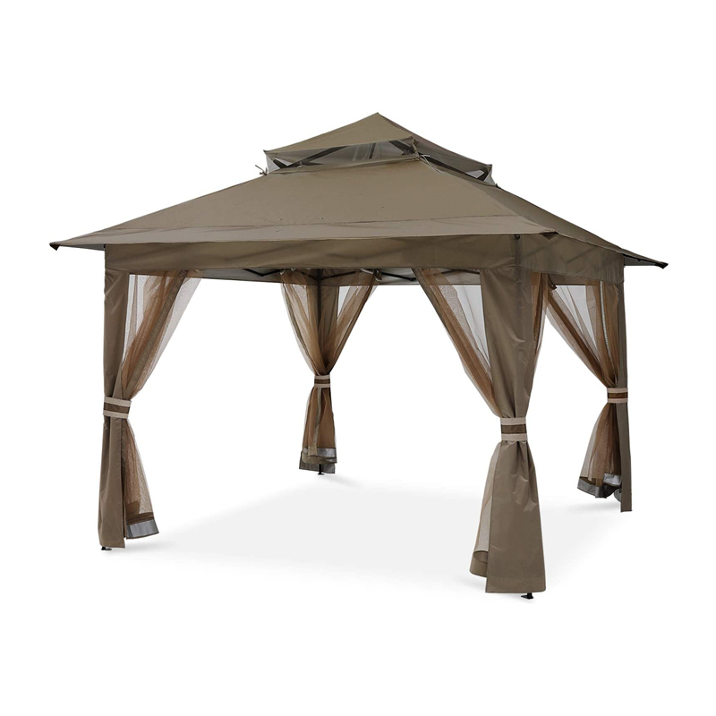 Forniture da giardino pergola in alluminio gazebo da esterno attività all'aperto con zanzara, cioccolato