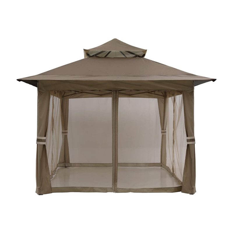 Forniture da giardino pergola in alluminio gazebo da esterno attività all'aperto con zanzara, cioccolato