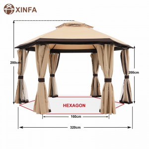 10 \\\\ \'x10 \\\\\' Gazebo per patio Gazebo esagonale esterno con tende da reti e privacy