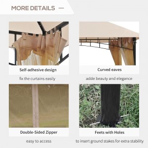 Tenda da baldacchino gazebo da 10 \\\\ \'x 10 \\\\\' patio esterno con pareti laterali a rete, baldacchino a 2 livelli per cortile, beige