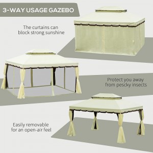 10 \\\\ \'x 13 \\\\\' patio gazebo a doppio tetto a baldacchino gazebo da esterno con tende da reti&, giallo chiaro