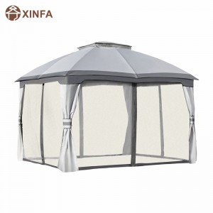 10 \\\\ \'x 12 \\\\\' Gazebo da esterno Patio Gazebo Shelter di Canopia W/doudo -doppio tetto ventilato, fianchi a maglietta con cerniera, grigio, grigio