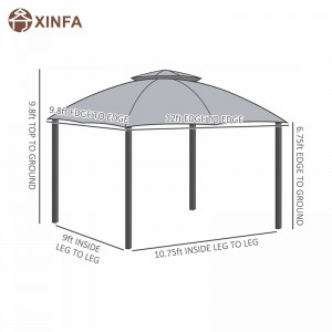 10 \\\\ \'x 12 \\\\\' Gazebo da esterno Patio Gazebo Shelter di Canopia W/doudo -doppio tetto ventilato, fianchi a maglietta con cerniera, grigio, grigio