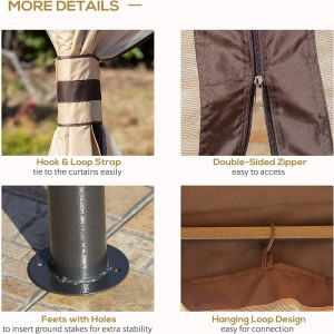 12 \\\\ \'x 10 \\\\\' Tenda a baldacchino da gazebo da esterno a 2 livelli per patio con parete con maglietta con cerniera, beige