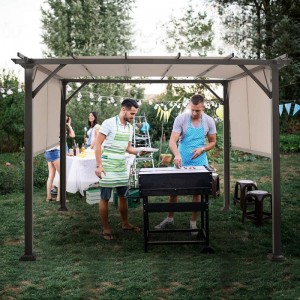 10 \\\\ \'x 10 \\\\\' pergola esterna, struttura per tonalità di mobili da patio, gazebo pergola in acciaio esterno con tonalità a baldacchino retrattile