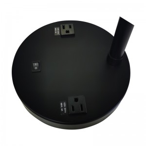 Lampada da scrivania da due toni con finitura giallanera e chiaro, un interruttore a bilanciere su/off e due comodi prese in camera