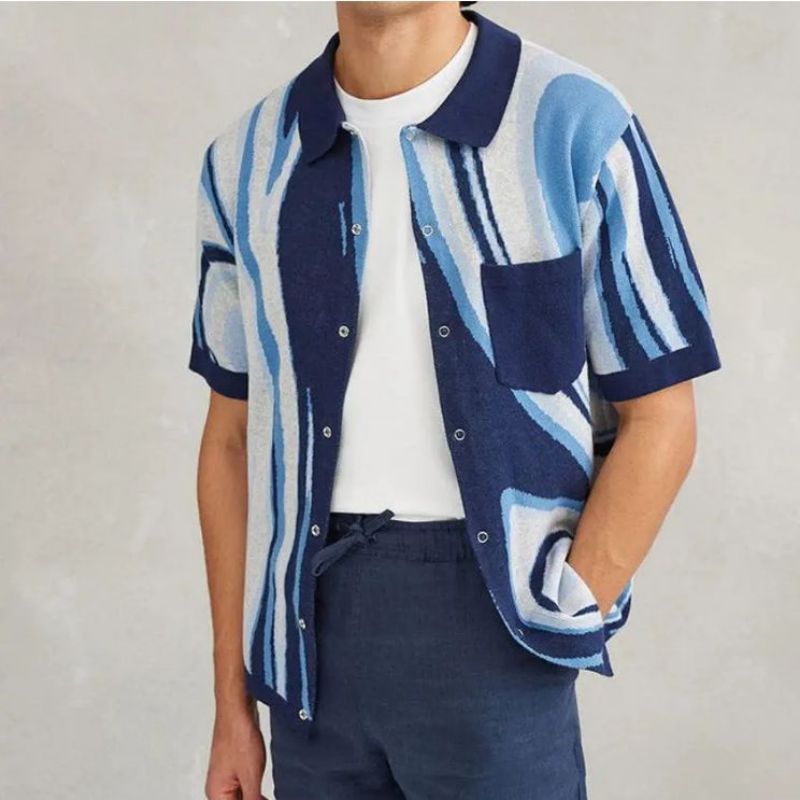 Camicia da polo da tasca anteriore personalizzata in marmo jacquard maglione maglione a maglia maglione
