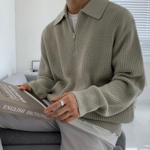 Pullover Jumper Men\'s Autumn and Winter addensato mezzo maglione zip