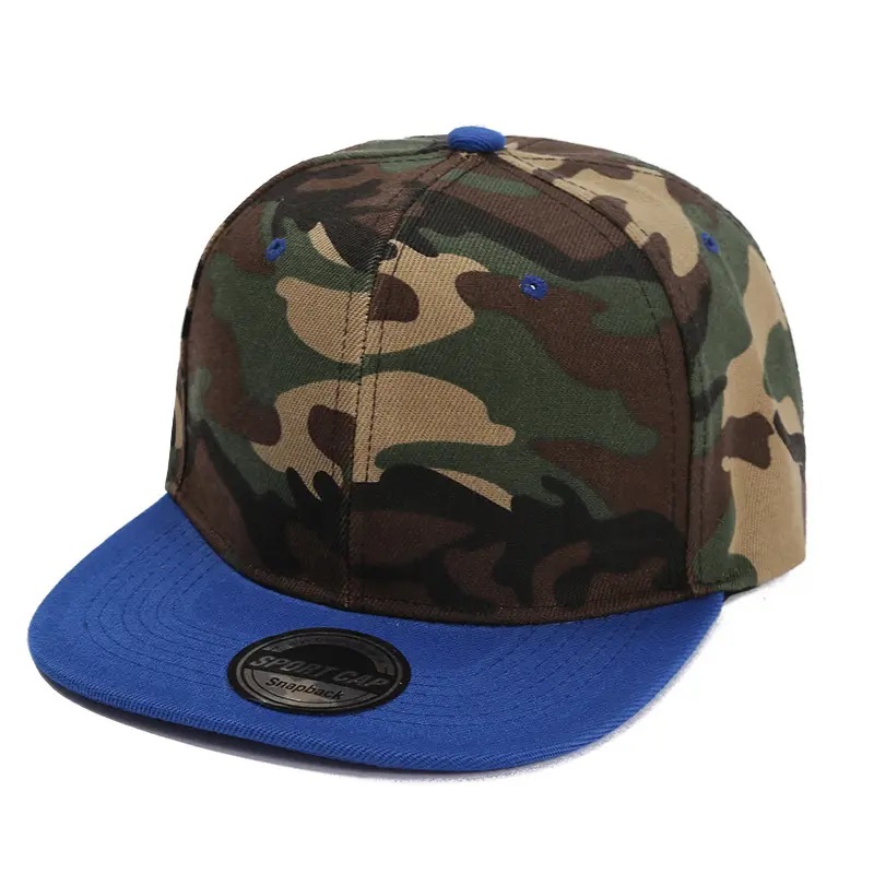 Cappello da ricamo a monte Black Snapback Cappello da baseball Cappello Camouflage Contrast Colore