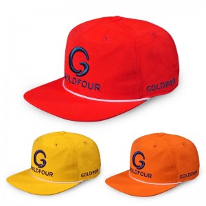 Abbandono all\'ingrosso personalizzato a secco rapido 5 pannelli 3D da ricamo 3Dnon strutturato Cappello a snapback con cappello con corda