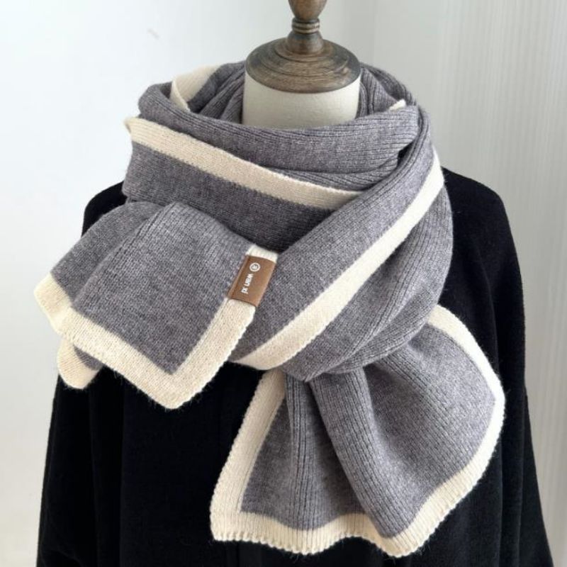 Sciarpa invernale a maglia a maglia Calda Contrasto Caldo Colore Donne a maglia morbida